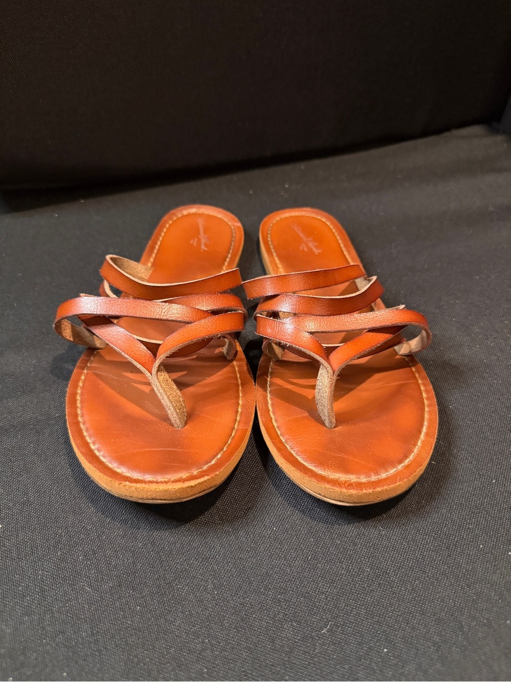 Universal Thread Tan Leather Multi-Strap Slide Sandals